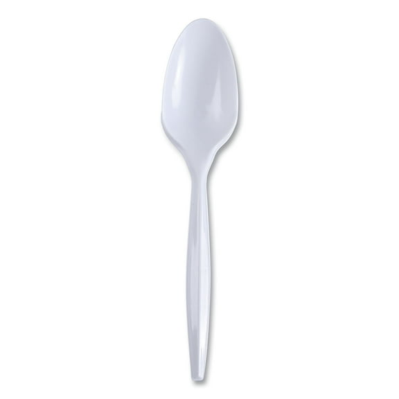 Boardwalk Mediumweight Wrapped Polypropylene Cutlery, Teaspoon, White, 1,000/Carton