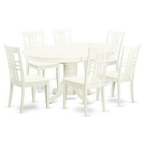 East West Furniture Dining Room Set Linen White, AVLG7-LWH-W