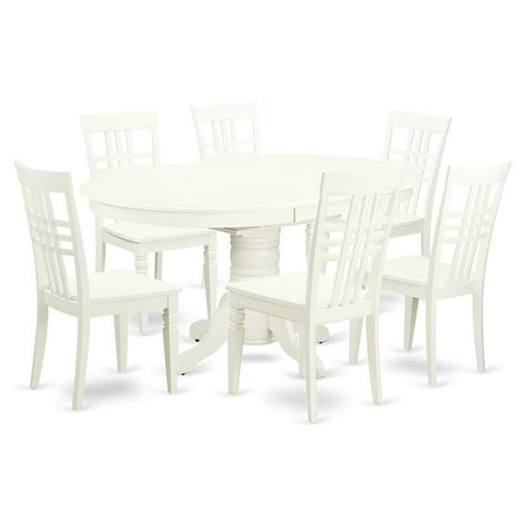 East West Furniture Dining Room Set Linen White, AVLG7-LWH-W