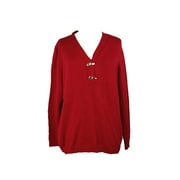 Charter Club Plus Size Red V-Neck Buttoned Sweater 2X