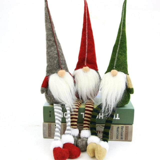 Adornos navideños Muñeco Rudolph Piernas Largas Rojo Verde Gris 3 piezas