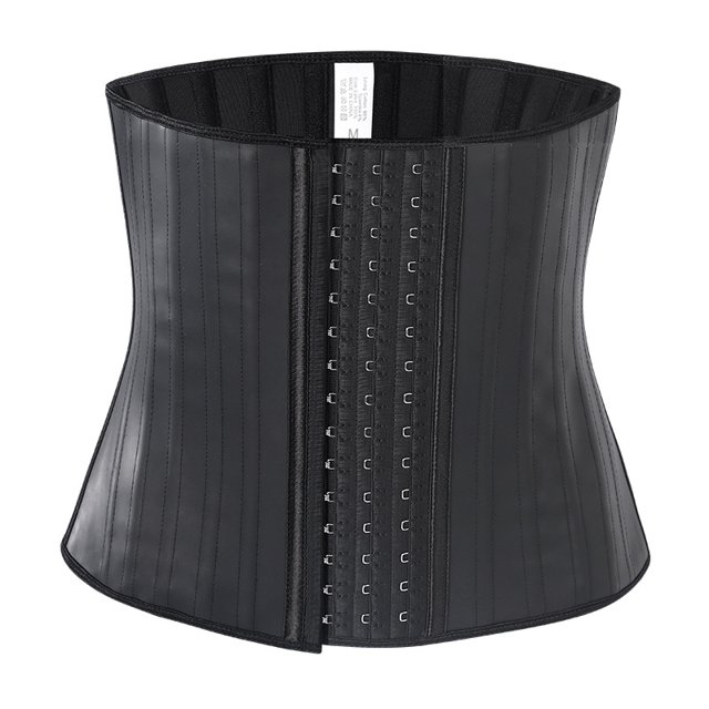 Corsé deportivo de látex para fitness, cinturón de contracción abdominal, ropa moldeadora corporal, corsé de goma brillante con 25 huesos de acero y látex