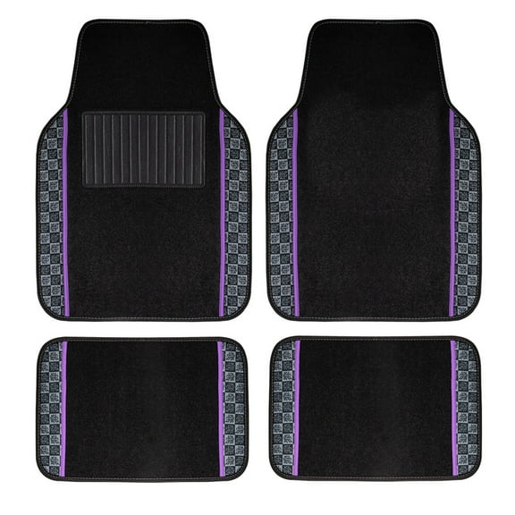 FH Group WYLF Printed Universal Fit Non-Slip Carpet Car Floor Mats for SUV Van - Purple