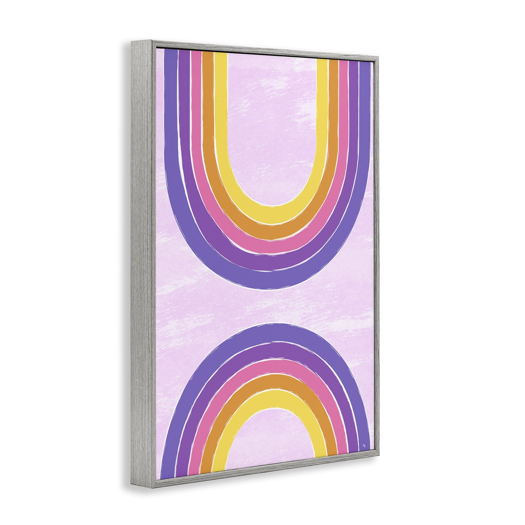 Stupell Industries Purple Rainbow Arches Landscape Painting Gray Framed Art Print Wall Art, 16 x 24