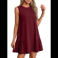 thumbnail image 1 of Vestido Tipo Chaleco Sin Mangas con Cuello Redondo en Color Liso, Color Rojo Vino, Talla XL, 1 of 7