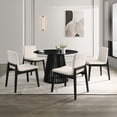 thumbnail image 7 of XDECO White Boucle Dining Chairs Set of 2 with Black Wooden Legs, Mid Century Modern Accent Fabric Vanity Chairs with Thick Cushion for Indoor Outdoor Kitchen Living Room Bedroom Restaurant, 7 of 7