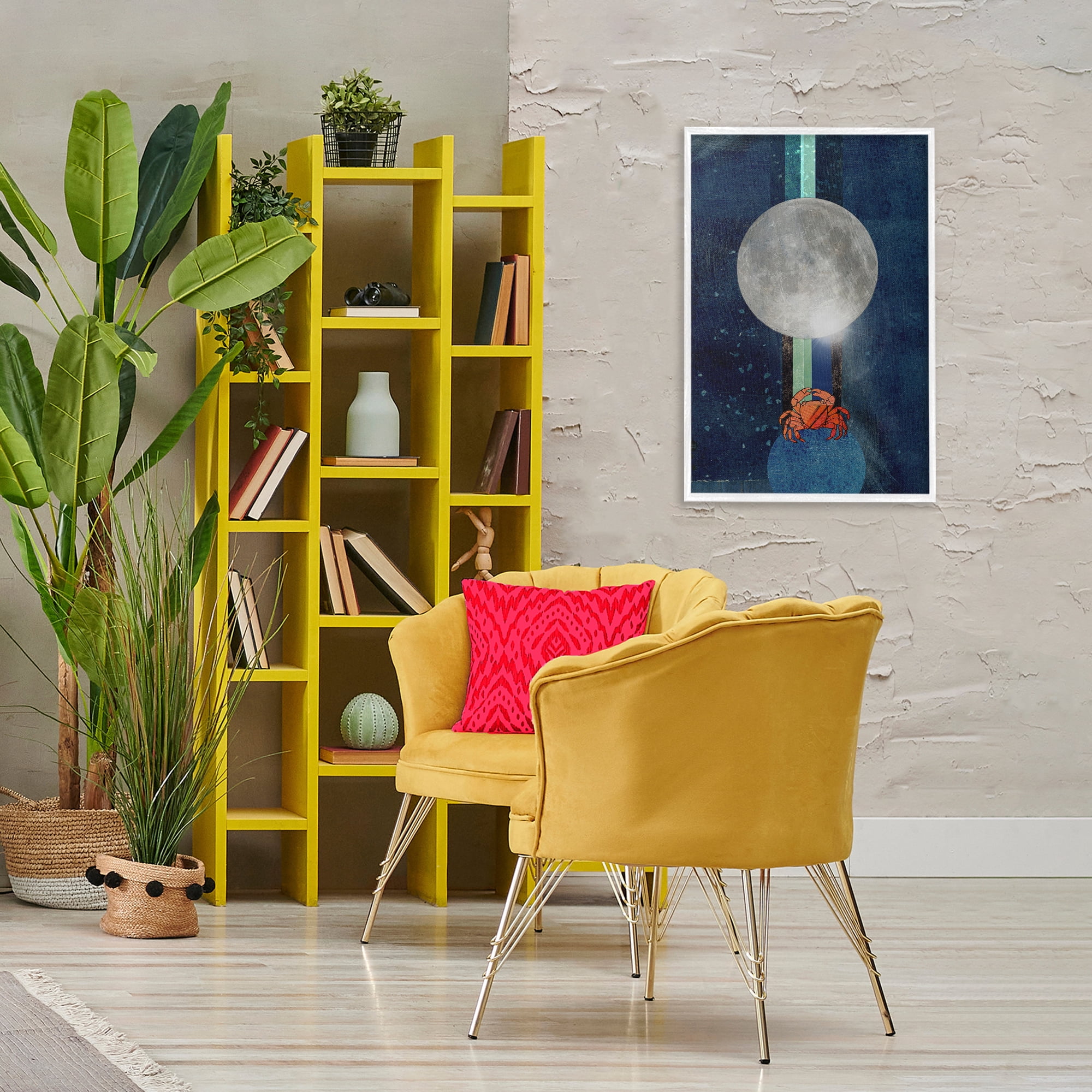 Stupell Industries Surreal Crab Outer Space Animals & Insects Painting White Framed Art Print Wall Art, 20 x 30