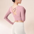 thumbnail image 3 of aidice Yoga Tops for Women Athletic Round Neck Long Sleeve Slim Fitting Backless Cropped Workout Tops, 3 of 5