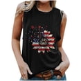 thumbnail image 1 of Pompotops Été Femmes Drapeau Américain Débardeurs USA Drapeau Étoiles Rayures Imprimé Sans Manches T-Shirt Tee Shirts, 1 of 5