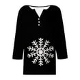 thumbnail image 5 of Mifsaly Plus Size Womens Christmas Shirts 3/4 Sleeve Xmas Snowflake Tops V-Neck 3 Buttons Loose T-Shirts Holiday Festival Funny Pullover Party Casual Blouse 2025, 5 of 5