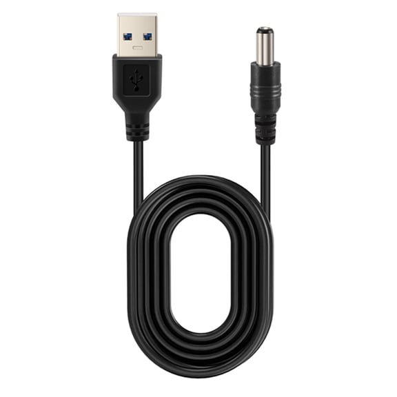 USB Cable 5.5mm / 2.1mm 5V DC Jack Power Cable (Black, 102CM)