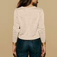 thumbnail image 5 of Women's Knitted Cardigan Short Knit Round Neck Open Front Sweater Button Down, Elegant and Casual, Ideal for Office and Everyday Outings,Beige,L, 5 of 5