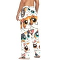 thumbnail image 6 of Cotton Mens PJ Pajama Pants Bottoms Waistband Sleepwear with Pockets Cartoon Cat Face with Big Eye, 6 of 7