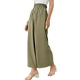 thumbnail image 2 of Seyurigaoka Women's Plus Sized Elastic High Waist Pants Casual Linen Boho Summer Beach Palazzo Wide Leg Loose Trousers, 2 of 5