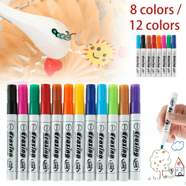 8/12 Bolígrafos Mágicos De Pintura Al Agua Para Niños, Juego De Bolígrafos De Pizarra Mágica De Agua Borrable Para Pintar, Escribir, Dibujar, Garabatos, Bolígrafos Flotantes De Agua Para Vidrio, Cerám Muyoka Hogar