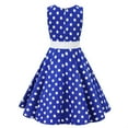 thumbnail image 2 of IBTOM CASTLE Girls 50s Vintage Polka Dot Flower Swing Cape Collar Rockabilly Prom Party Dress Audrey Wedding Formal Cocktail Evening Gown 7-8 Years Blue, 2 of 6