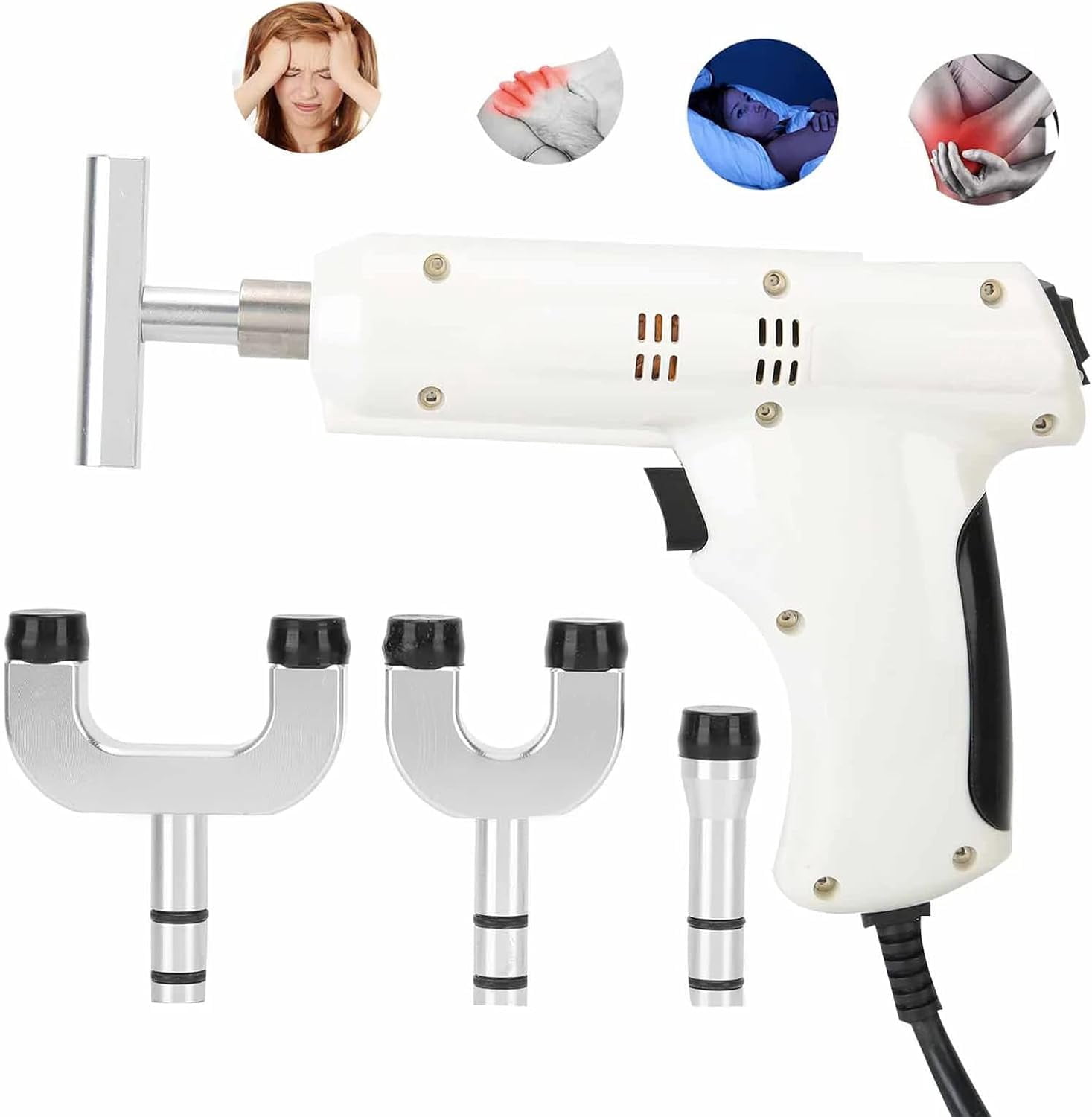 Electric Chiropractic Adjusting Tool, Spine Massager for Muscle Relax Pain Relief New Spinal Back Massage Correction Gun with 4 Massage Heads