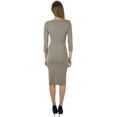 thumbnail image 2 of ToBeInStyle Women's 3/4 Sleeve Knee Length Round Neck Dress - Taupe - Large, 2 of 7