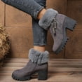 thumbnail image 2 of Womens Snow Boots Casual Warm Plush Suede Furry Lined Zip up Dress Winter Short Booties Lug Sole Chunky Mid Heel Ankle Boots Gray Size 8, 2 of 5