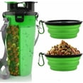 thumbnail image 1 of Botella de agua para perros con 2 cuencos plegables, portátil 2 en 1, botella de agua y comida para perros, gatos, mascotas, botella de viaje para caminar, hacer ejercicio, senderismo,, 1 of 5