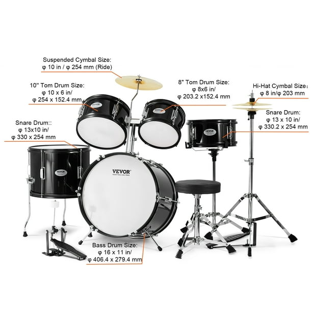 VEVOR Kids Drum Set, 5-Piece, 16 in Beginner Full Drum Set with