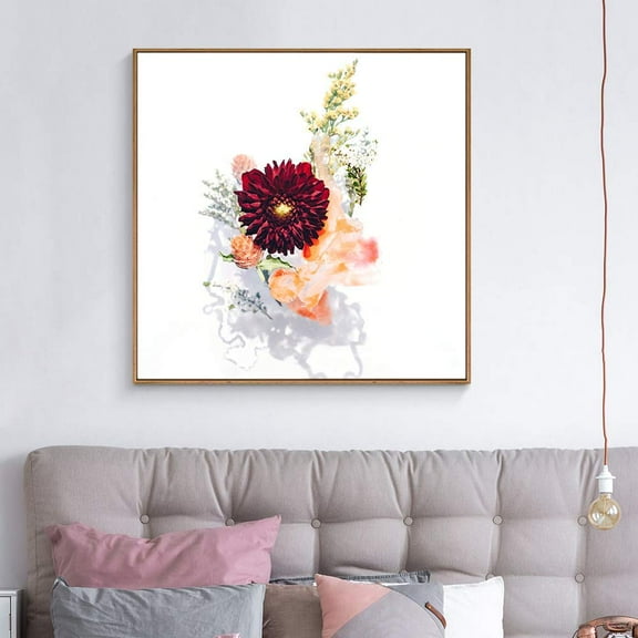 wall26 Floating Framed Canvas Wall Art for Living Room, Bedroom Vintage Flower Abstract Colorful Painting Canvas Prints for Home Decoration Ready to Hang - 24x24 inches