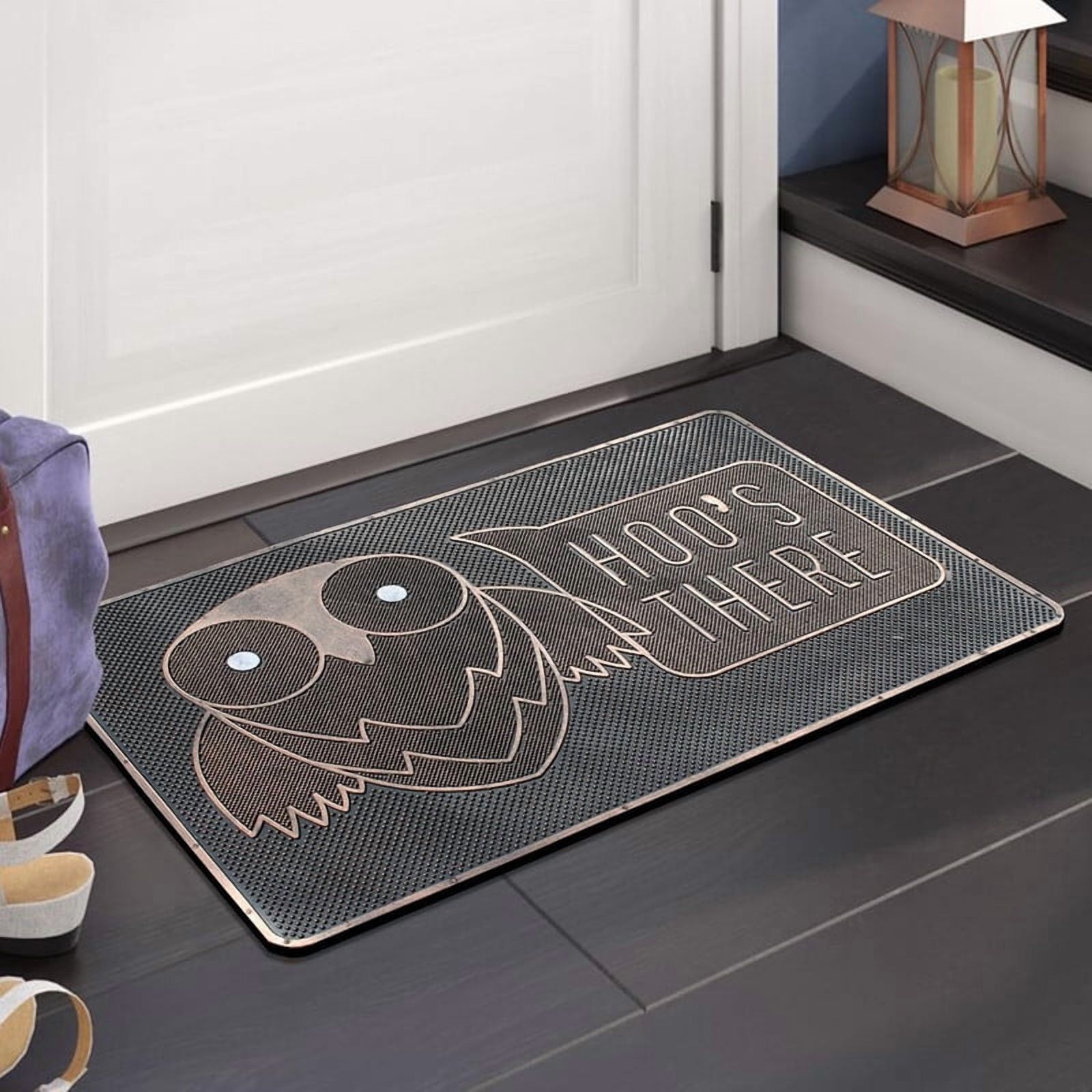 A1HC Rubber Pin Doormat for Outdoor Entrance, Owl Fun Designed Floor Mat, Front Door Indoor Outdoor Welcome Mats with Non-Slip Backing 18" X 30"