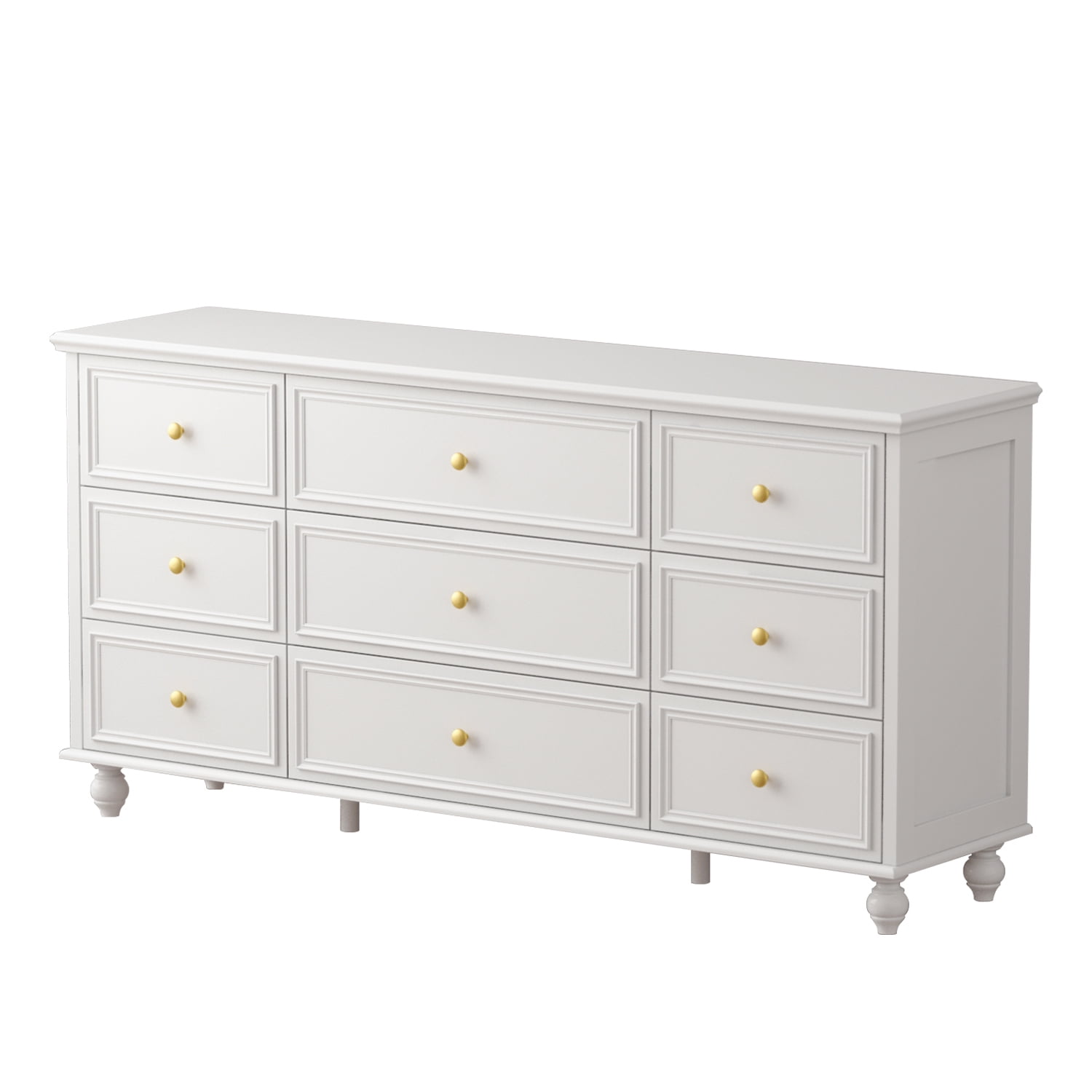 MONSLIPA 9 Drawer Dresser for Bedroom,63" Wide Chest of Drawers Nursery Dresser for Bedroom Living Room White