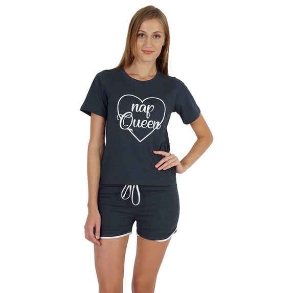 Inkmeso Sleepwear Pajamas Set For Women's Nap Queen Printed Sleep Shorts Loungewear Set