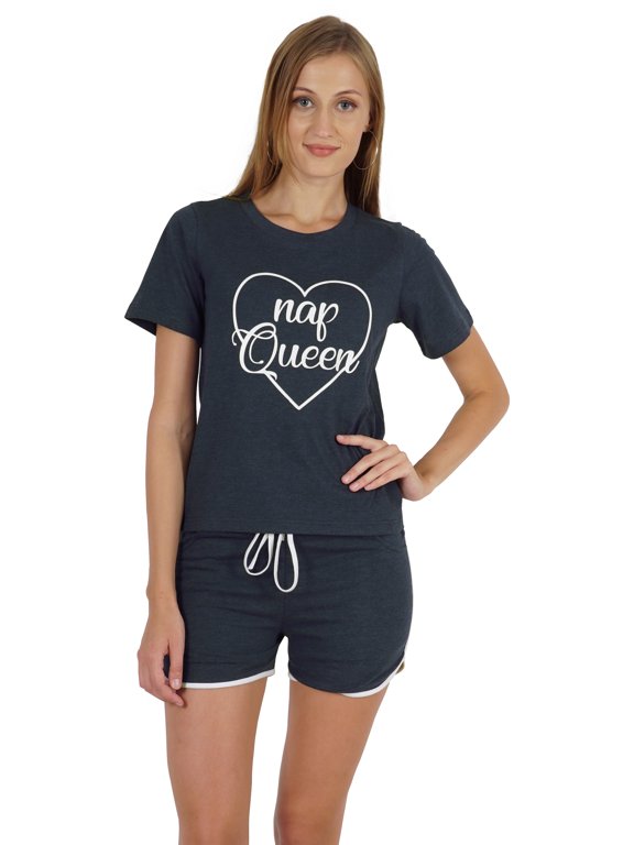 Sleepwear Pajamas Set For Women's Nap Queen Printed Sleep Shorts Loungewear Set