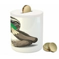 thumbnail image 3 of Sloth Piggy Bank, Sluggish Wild Jungle Animal Eating Green Leaves Idle Indolent Fun Character, Ceramic Coin Bank Money Box for Cash Saving, 3.6" X 3.2", Umber Ivory Green, by Ambesonne, 3 of 4