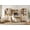 Beige, variant on Modern Home Office Set, 47" Modern Executive Desk with Charging Station and Drawers & 2 Piece 71"H Tall 8-Tier Arched Bookcases with Cabinet for Living Room, Bedroom, Home Office