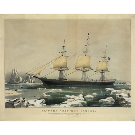 Print: Clipper Ship Red Jacket: In The Ice Off Cape Horn, On Her Passage