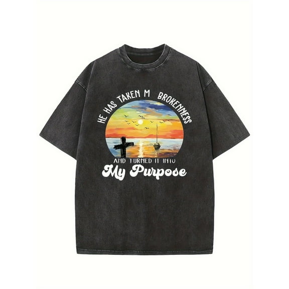 Cotton T-Shirt Top Black Vintage Washed Loose Fit Casual Short Sleeve Crew Neck Black S-2XL Plus Size