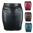 thumbnail image 5 of PERZOE Mini Skirt Women Mini Skirt Solid Color High Waist Slim Fit Skinny Matte Faux Leather Cozy Commuter Bodycon Skirt Streetwear, 5 of 7