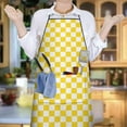 thumbnail image 6 of Yellow and White Checkered Pattern Apron-Garden Aprons for Women with Pockets-Cotton Linen Waterproof Kitchen Cooking Gardening Aprons Adjustable for Kitchen,Cooking,BBQ and Salon 33x27 Inch, 6 of 7