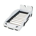 thumbnail image 6 of Harper & Bright Designs Twin Size Race Car Bed Platform Bed, Wood Car-Shaped Floor Bed Frame with Wheels and 2 Seats for Boys Girls, White, 6 of 12