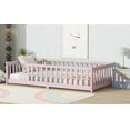 thumbnail image 6 of Twin Size Floor Bed with Fence without Door, Rubber Wood Floor Bed with Safety Guardrails,Pink, 6 of 8
