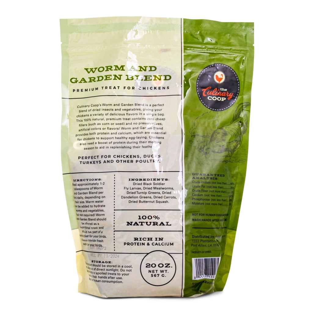Fluker's The Culinary Coop Worm and Garden Mix Treats for Chickens, 20 oz Bag