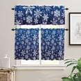 thumbnail image 2 of Christmas Snowflowers Kitchen Curtains and Valances Set, Winter White Blue Retro Decoration Rod Pocket Window Valance Window Curtain Panels for Living Room Bedroom Laundry, 27.5x24in, 3 Pieces, 2 of 7