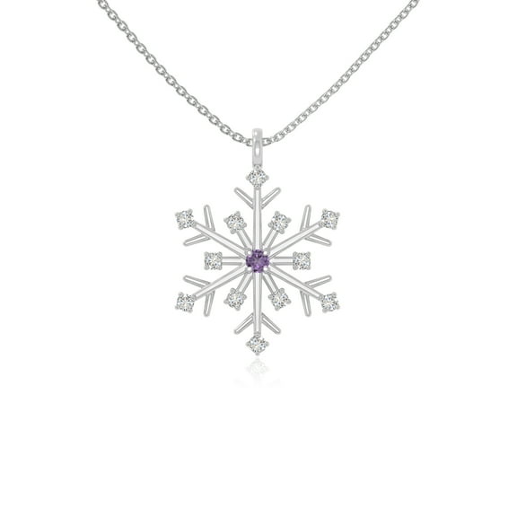 Natural Amethyst with Moissanite Snowflake Pendant Necklaces for Women in Sterling Silver, February Birthstone Jewelry Gifts for Her Birthday, Wedding Anniversary, Mothers Day, Christmas,Valentines