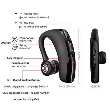 V9 Business Wireless CSR Headset/Earphone Voice Control V4.1 Phone Handsfree MIC Music for iPhone Huawei Samsung and Xiaomi with NFC Function - image 5 of 7