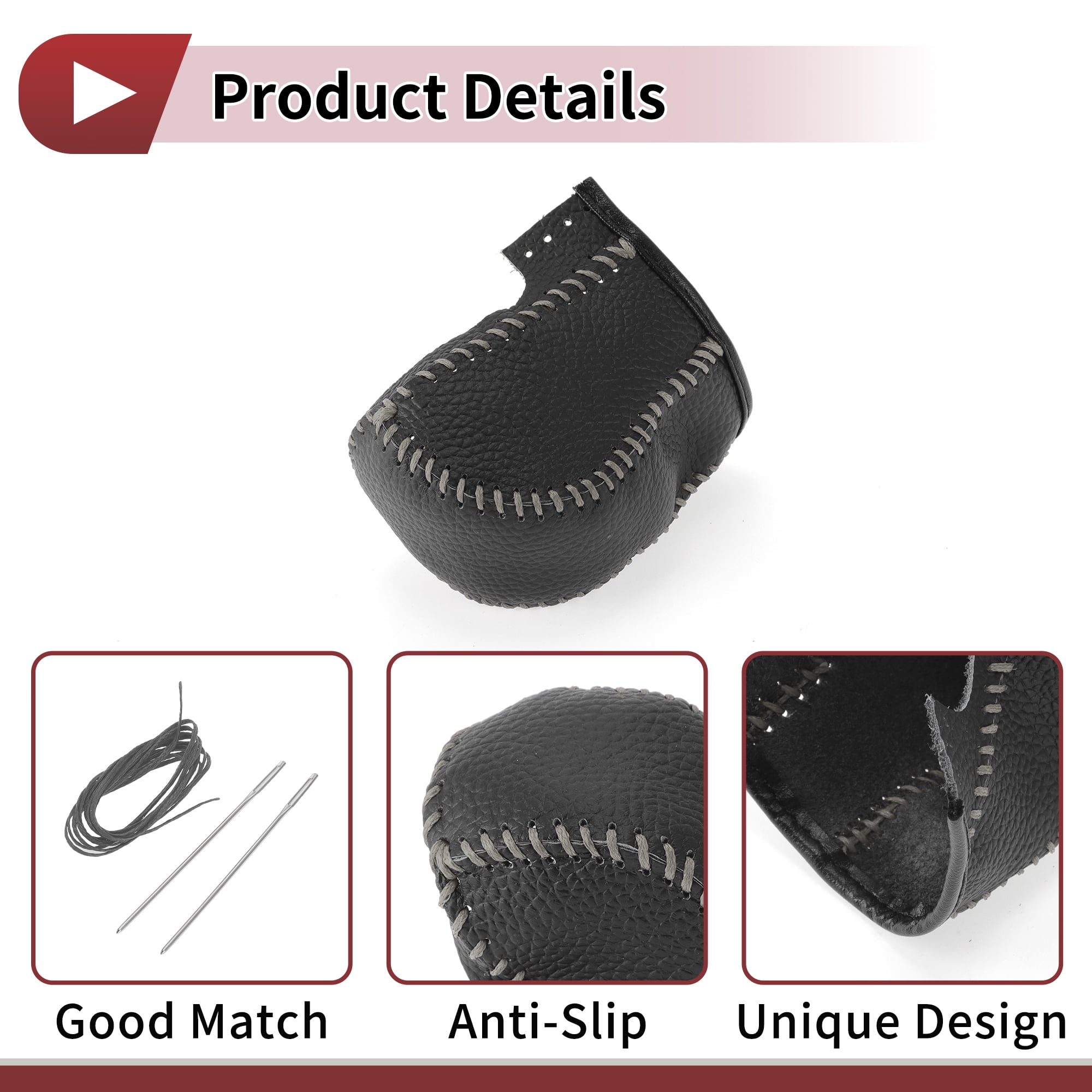 Unique Bargains Gear Shift Knob Cover for Acura TL 2009-2014 Black Grey Faux Leather