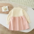thumbnail image 4 of JSGEK Toddler Baby Girls Fall Outfits Long Sleeve Knitted Sweater Tops Pleated Cute Skirt Set Autumn Winter Clothes Set Pink 5-6 Years, 4 of 6
