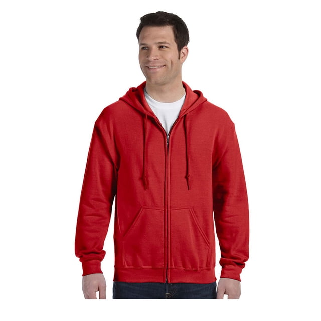 Gildan Men's Satin Label 1x1 Rib Zipper Pouch Pocket Hoodie, Style G18600