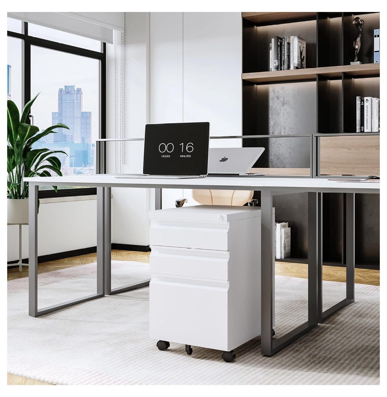 WDZS 3 Drawer Mobile File Cabinet with Lock, Under Desk Metal Rolling Filing Cabinets for Home Office Organizer Letters/Legal/A4 (White- Requires Installation) (White)