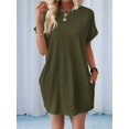 thumbnail image 6 of Womens Summer Dresses Fashion 2025 Short Sleeve Spring Mini Dress Casual Beach Vacation Clothes Dresses Army Green XXL, 6 of 9