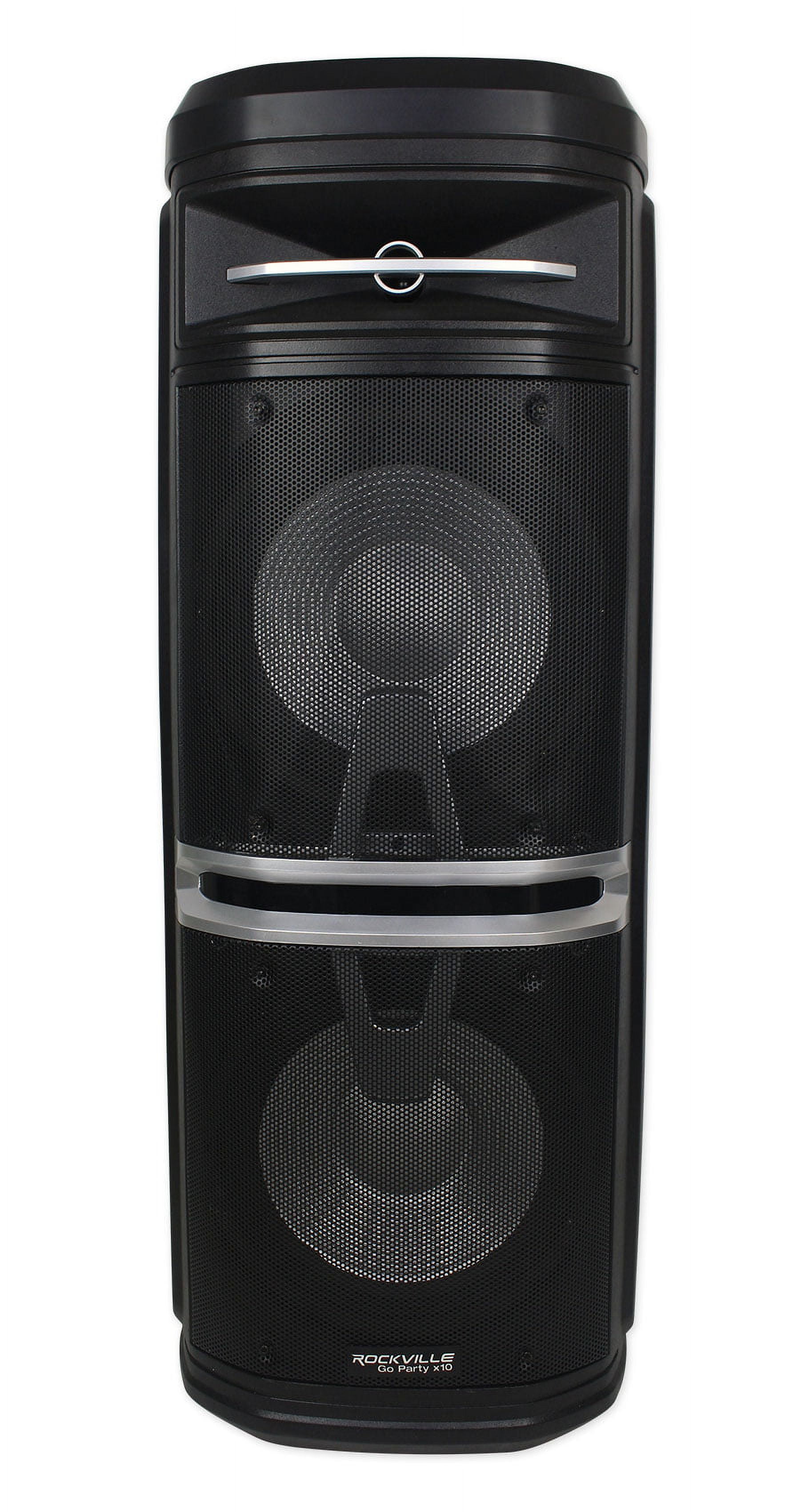 Rockville Go Party X10 Dual 10" Rechargeable Bluetooth Speaker+Wireless UHF Mic