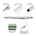 thumbnail image 4 of 2 piezas 6 en 1 herramienta multifuncional de metal, regalo para hombres con bolígrafo, regla, destornillador, stylus, recargas, plata, 4 of 5
