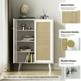 thumbnail image 2 of Eumyviv Rattan Storage Cabinet White Accent Sideboard Buffet Storage Cabinet with 2 Decorated Doors and Adjustable Shelf for Living Room Kitchen Dining Room H0086, 2 of 5